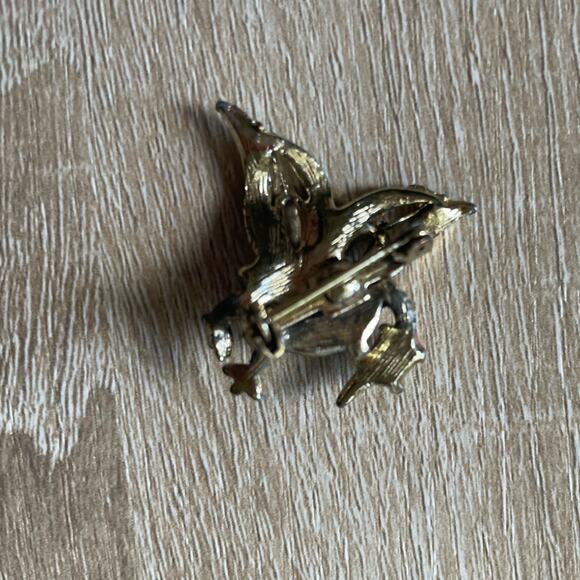 Vintage Blue and Gold tone Peacock Cutesy Brooch/Pin Bird - Picture 4 of 6